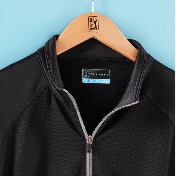 PGA Tour 1/4 Zip Large Black - Picture 1 of 4